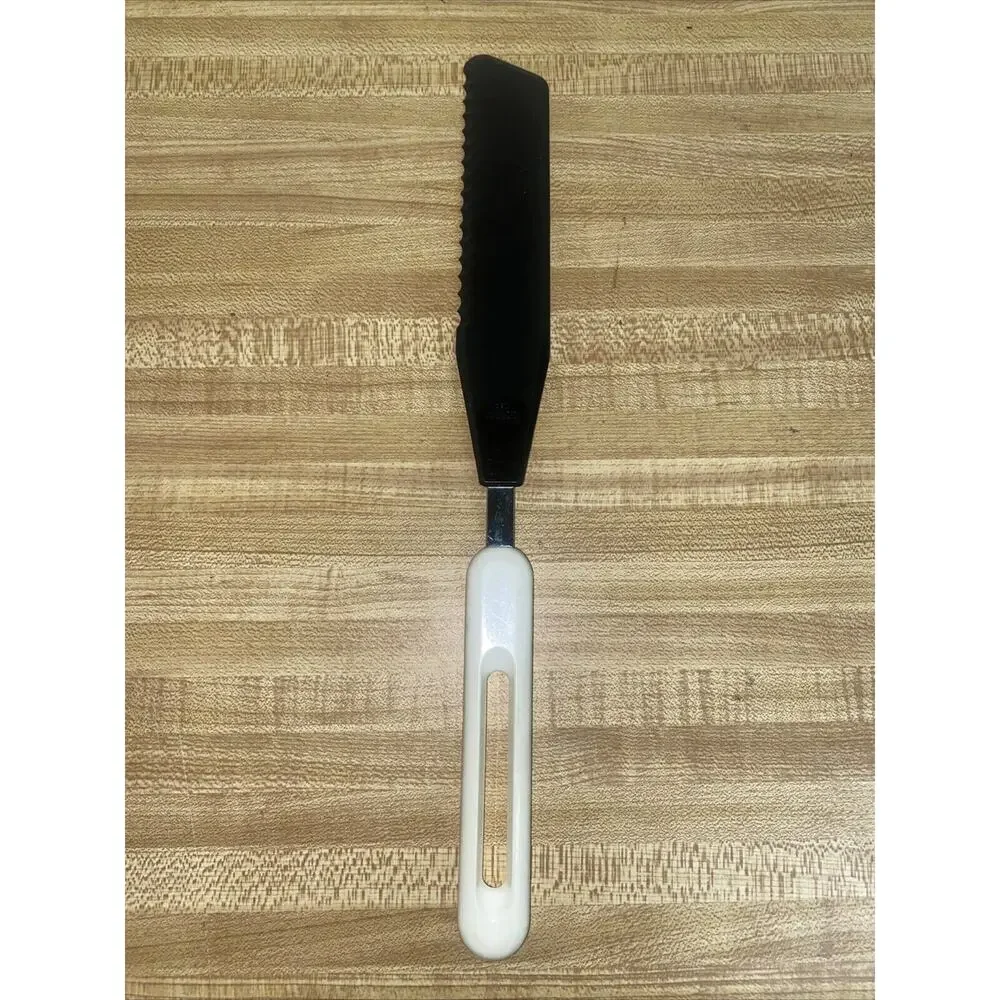 Vintage MCM Black Blade White Handle Serving Knife - Bonny USA